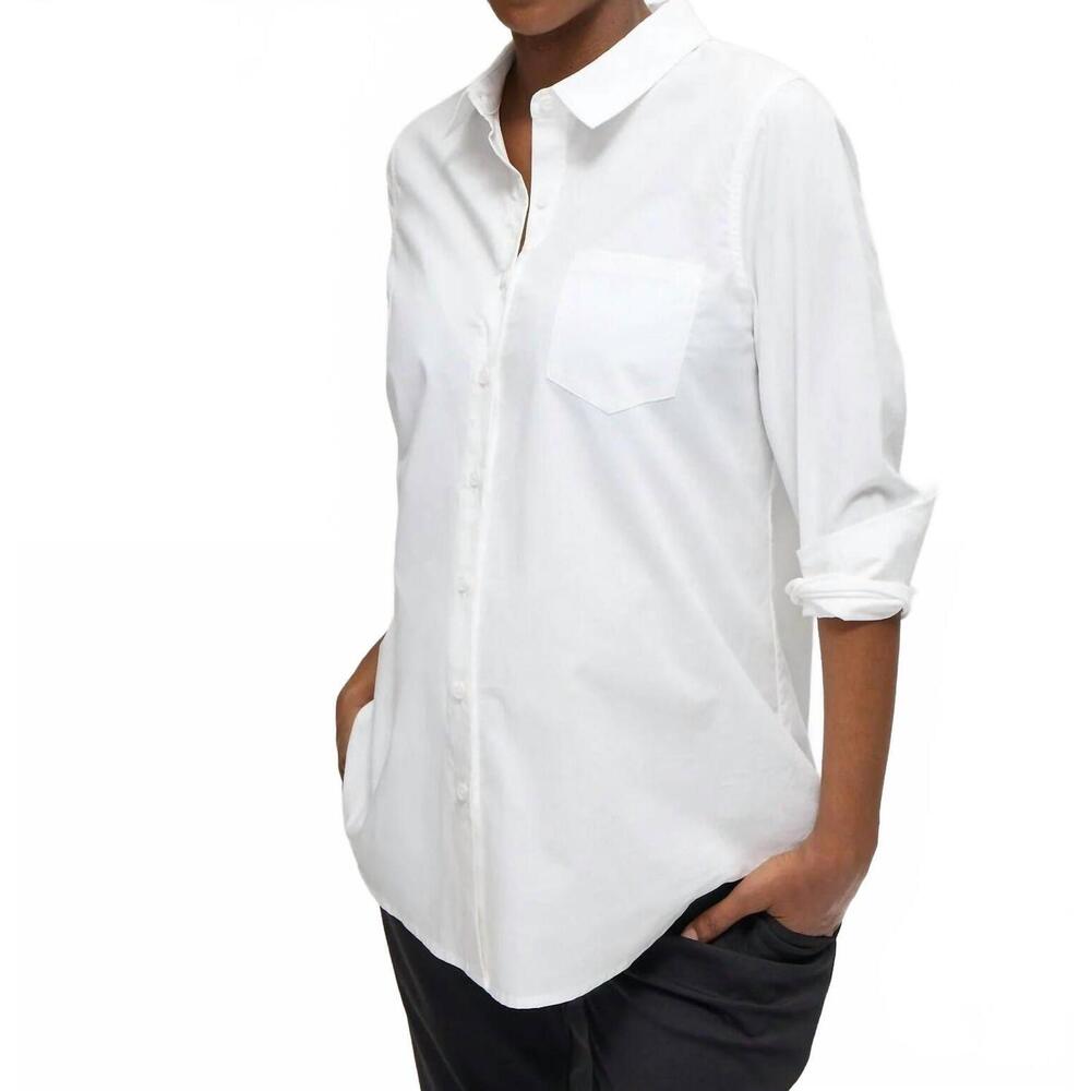 NEW INGRID + ISABEL classic button down poplin maternity and nursing shirt in wh
